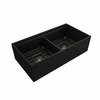 Bocchi Contempo Workstation Apron Front Fireclay 36 in. Double Bowl Kitchen Sink in Matte Black 1348-004-0120